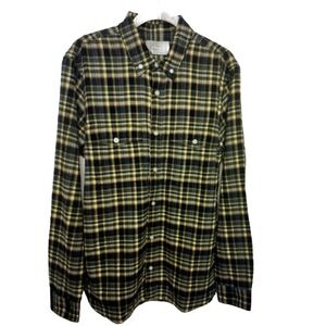 Flannel Shirt Everlane Mens Brushed Flannel Brown Plaid Cotton Long Size Medium